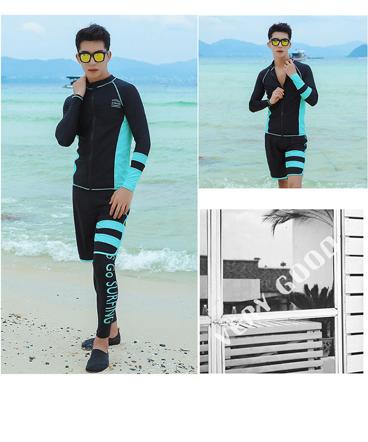 Men and Women's Full Body Zip Shirt and Leggings Set, Rashguard with Bikini, Surf Snorkeling Sun Suit, 3 PCs per Set