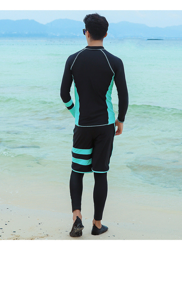Men and Women's Full Body Zip Shirt and Leggings Set, Rashguard with Bikini, Surf Snorkeling Sun Suit, 3 PCs per Set