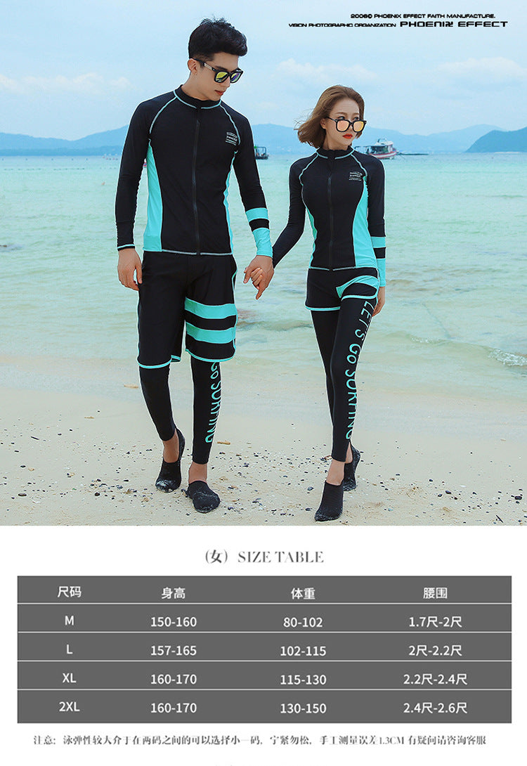 Men and Women's Full Body Zip Shirt and Leggings Set, Rashguard with Bikini, Surf Snorkeling Sun Suit, 3 PCs per Set