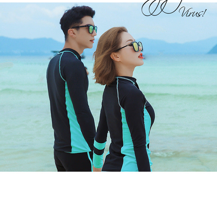Men and Women's Full Body Zip Shirt and Leggings Set, Rashguard with Bikini, Surf Snorkeling Sun Suit, 3 PCs per Set