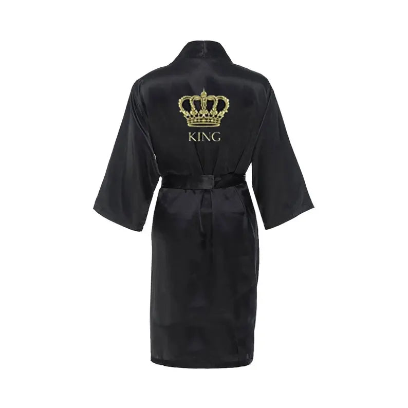 Customized Men's Bathrobe Silk Couple Set King and Queen Bath Robe Wifey and Hubby Robe Satin Valentine's Day Bathrobes Personal