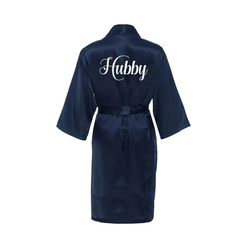 Customized Men's Bathrobe Silk Couple Set King and Queen Bath Robe Wifey and Hubby Robe Satin Valentine's Day Bathrobes Personal