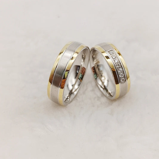 Eternal CZ Diamond Statement Wedding Bands Love Unbroken Circle Couple Rings Titanium for Perfect Anniversary Gift Wife Husband