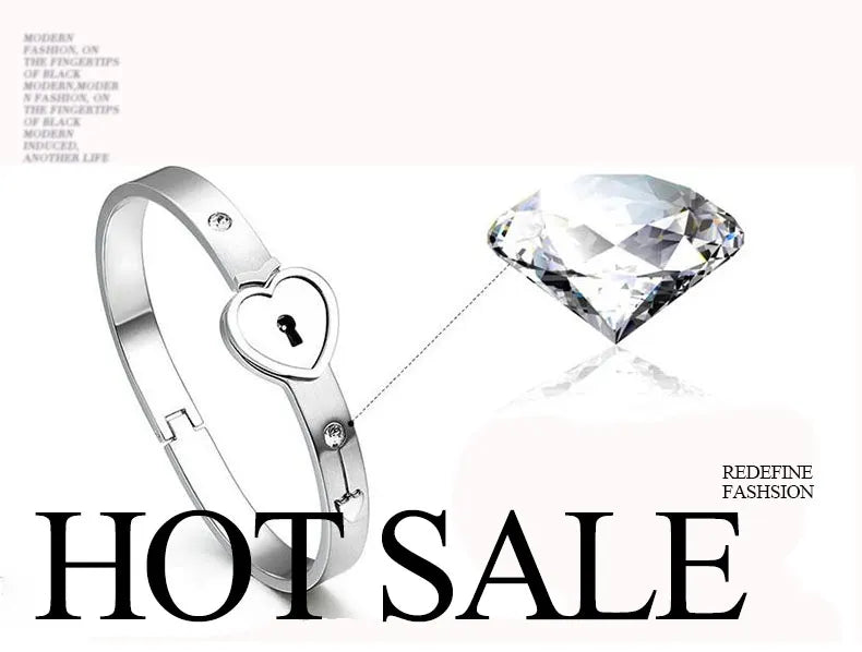 Couple Jewelry Stainless Steel Bracelet Love Heart Lock Bracelets Bangles Key Pendant Necklace for Women Men Lover Jewelry Gift