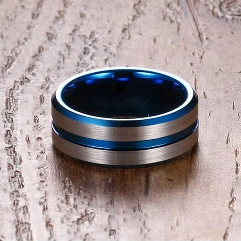 2025 Fashion Couple Rings for Lovers Vintage Jewelry Blue/White Zircon Heart Rings Set Trendy Stainless Steel Men Rings Gift