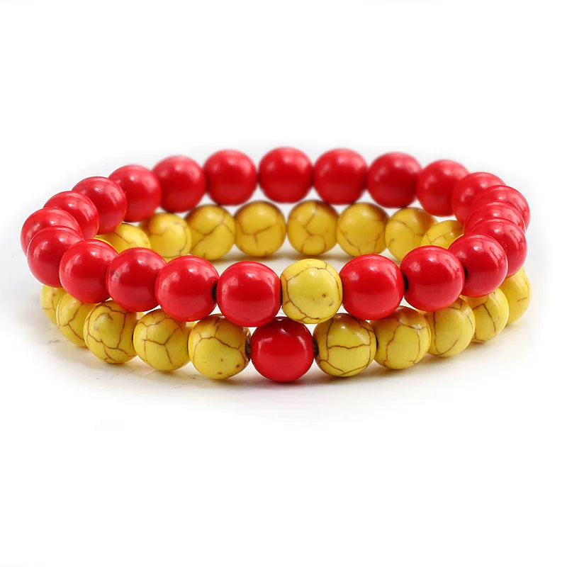 2Pcs/set Couple Distance Beaded Bracelet Natural Stone Strand Bracelets Homme Charm Yoga Jewelry Gifts for Women Men Best Friend