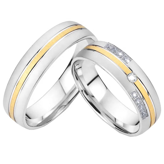 Factory OEM/ODM Custom love Alliance Wedding Rings Set for Couples Men's and Women's Stainless Steel Ring Marriage Anniversary