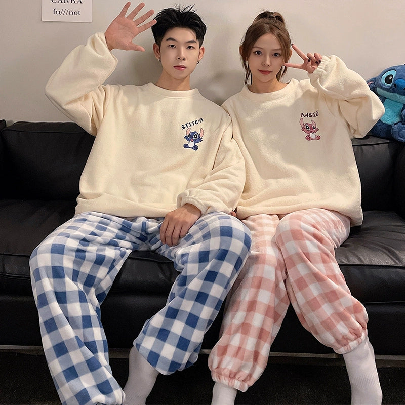 South Korea Bear Women's Thickened Flannel Couple Pajamas