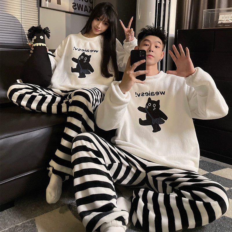 South Korea Bear Women's Thickened Flannel Couple Pajamas