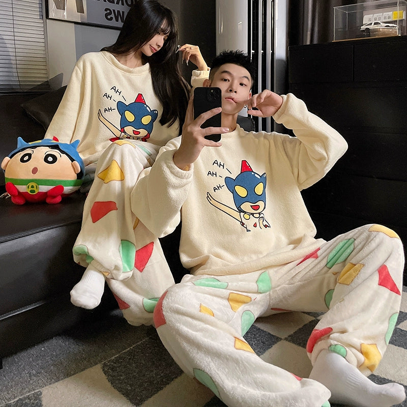 South Korea Bear Women's Thickened Flannel Couple Pajamas