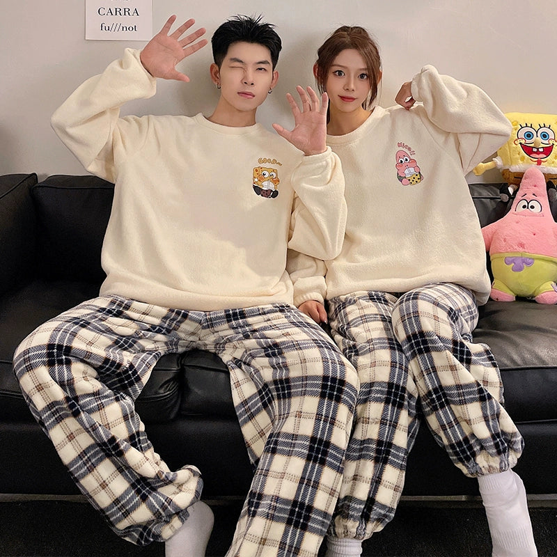 South Korea Bear Women's Thickened Flannel Couple Pajamas