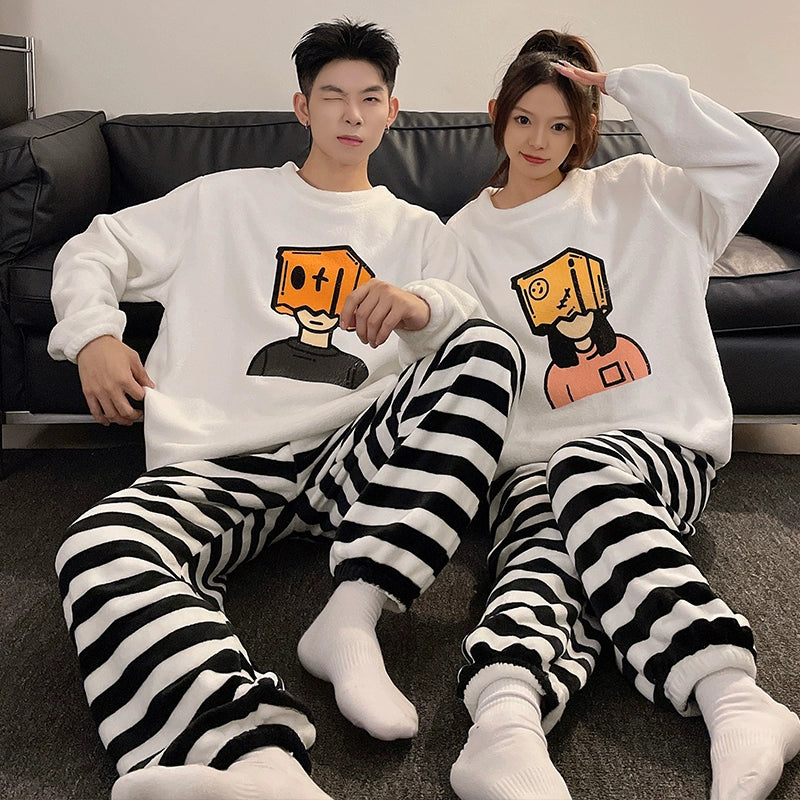 South Korea Bear Women's Thickened Flannel Couple Pajamas