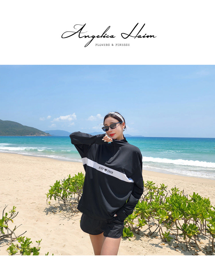 Men's Women's 3-5pcs/set Long Sleeve Rash Guards Loose Fit Swim Shirt UV Sun Protection Swimsuit Top&Bottom Fishing Run Sunsuit