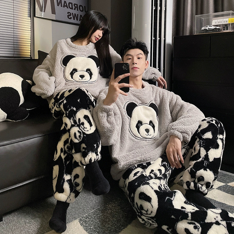 South Korea Bear Women's Thickened Flannel Couple Pajamas