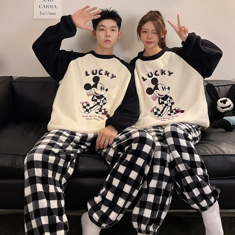 South Korea Bear Women's Thickened Flannel Couple Pajamas