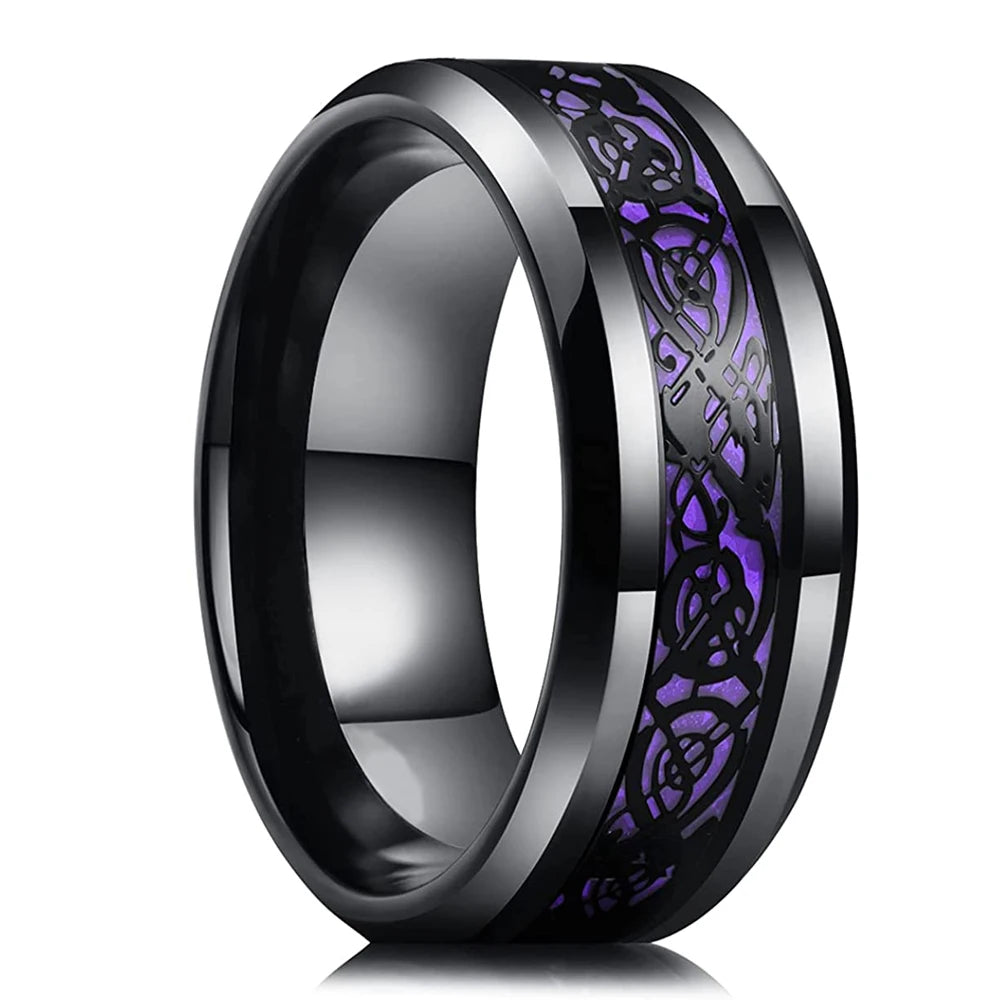 Fashion 8mm Black Tungsten Wedding Ring For Men Thin Blue Line Groove Black Brushed Ladder Edge Ring Men's Wedding Band Jewelry