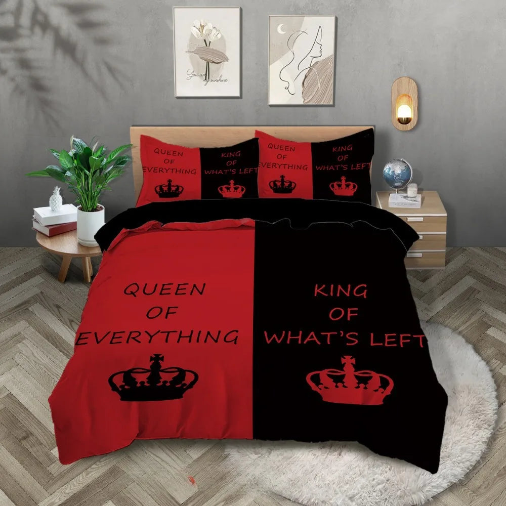 crown love 2/3 piece bedroom set,Children'sGift Teenagers adulte Microfibre double bed Duvet Cover with Zip Room Decor ﻿