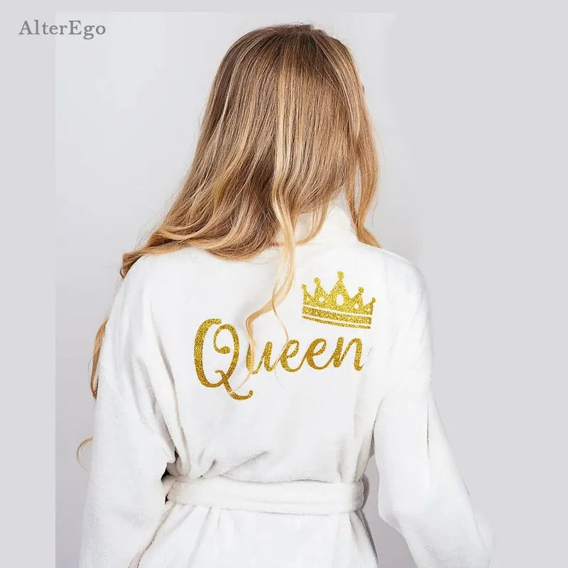 Custom Couple Bathrobe Personalized Wedding Bathrobe Flannel Anniversary King Queen Robes Honeymoon Mr Gift Bride And Groom Gift