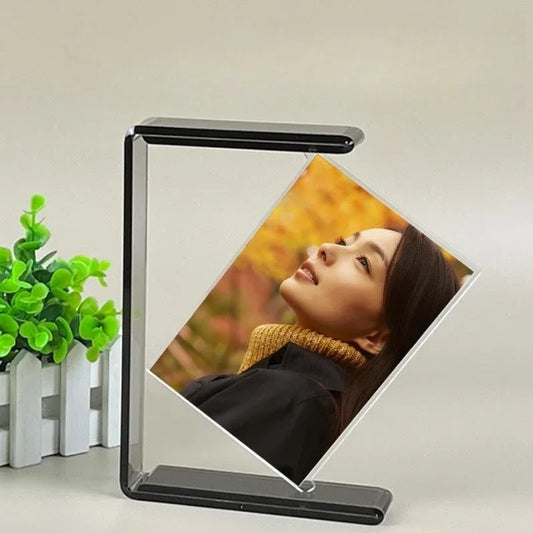 Creative Double-sided Rotating 6-inch High-definition Transparent Acrylic Photo Frame for Weddings and Home Decor