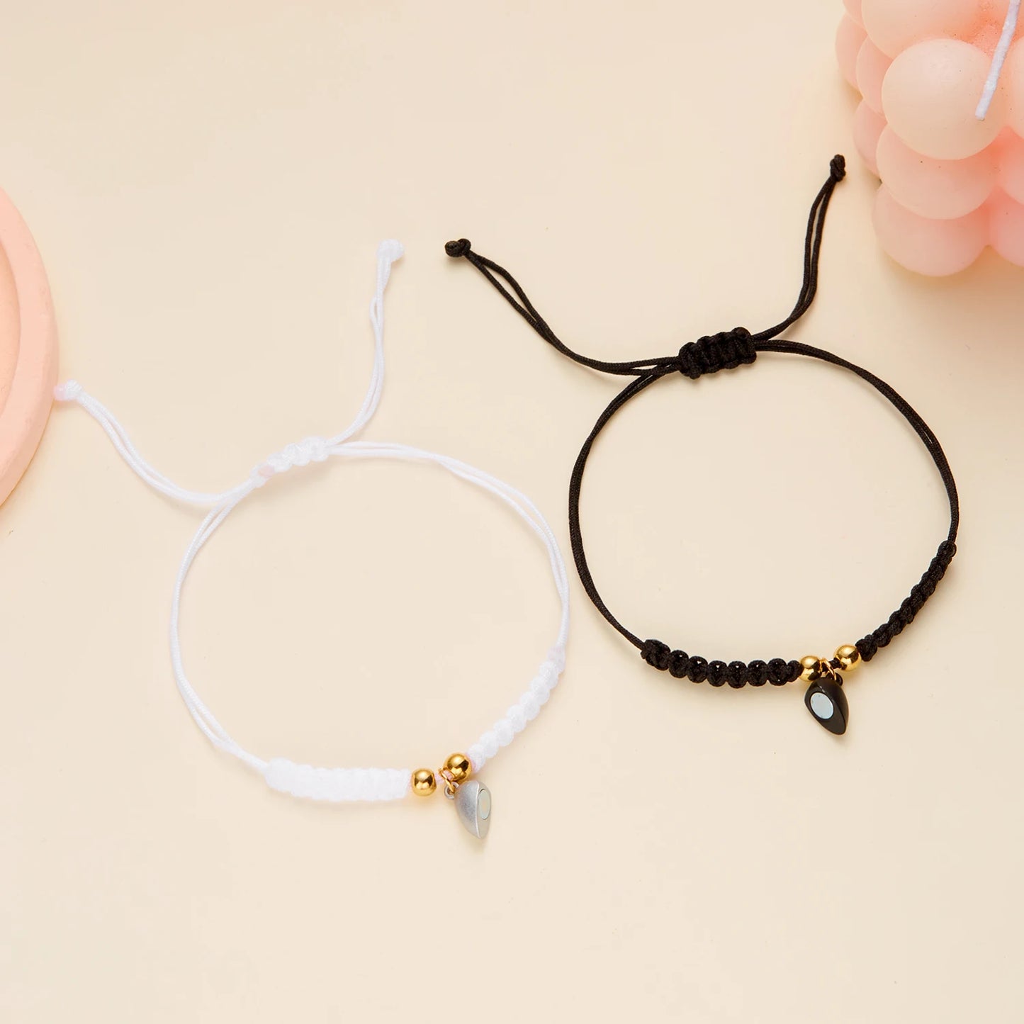 Handmade Heart Magnet Bracelet for Women Men Fashion Adjustable Braided Couple Bracelet Lovers Bestie Friendship Jewelry Sets