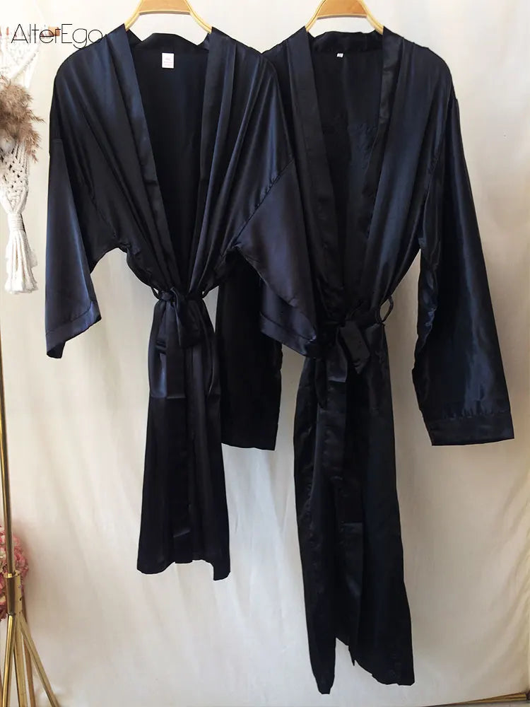 Customized Men's Bathrobe Silk Couple Set King and Queen Bath Robe Wifey and Hubby Robe Satin Valentine's Day Bathrobes Personal