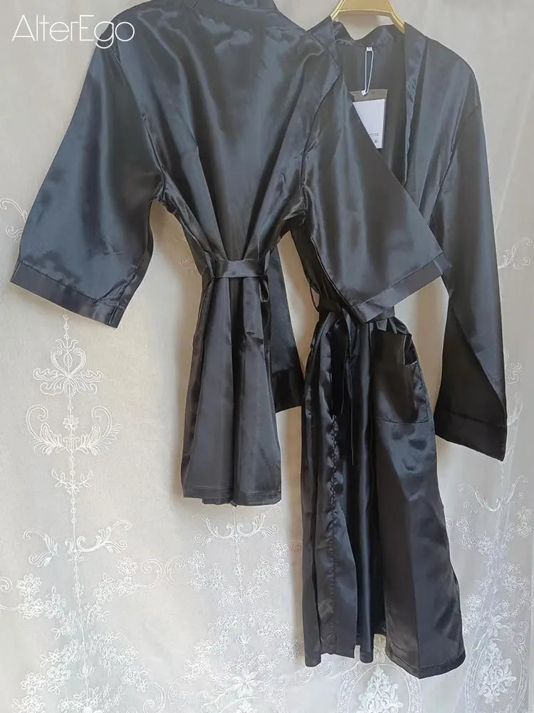 Customized Men's Bathrobe Silk Couple Set King and Queen Bath Robe Wifey and Hubby Robe Satin Valentine's Day Bathrobes Personal