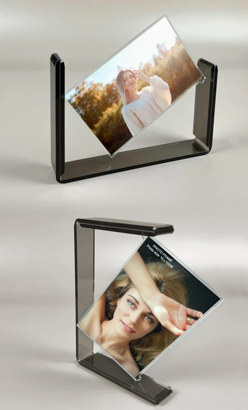 Creative Double-sided Rotating 6-inch High-definition Transparent Acrylic Photo Frame for Weddings and Home Decor