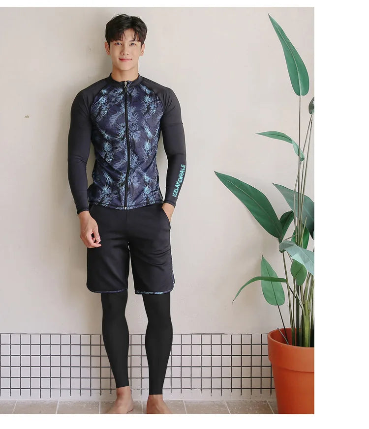 Men and Women's Full Body Zip Shirt and Leggings Set, Rashguard with Bikini, Surf Snorkeling Sun Suit, 3 PCs per Set