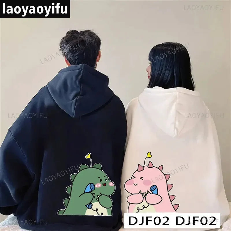 Cute Cartoon Dinosaur Pullover Couple Spring Hooded Women Men Fashion All-Match Hoodie Clothing Female Personality Streetwear