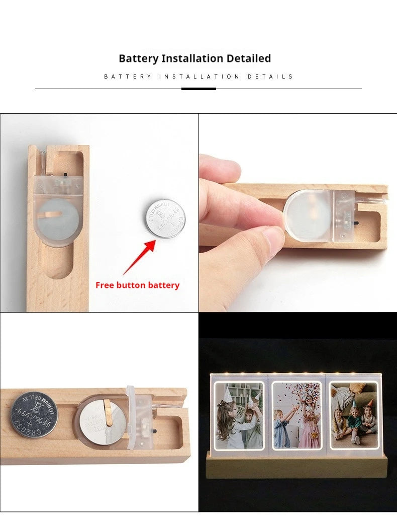 3 in 1 3 Inch Photo Frame Instant Camera Acrylic LED Light Photo Table for Fujifilm Instax Mini 12 11 9 8 Evo Fuji Camera