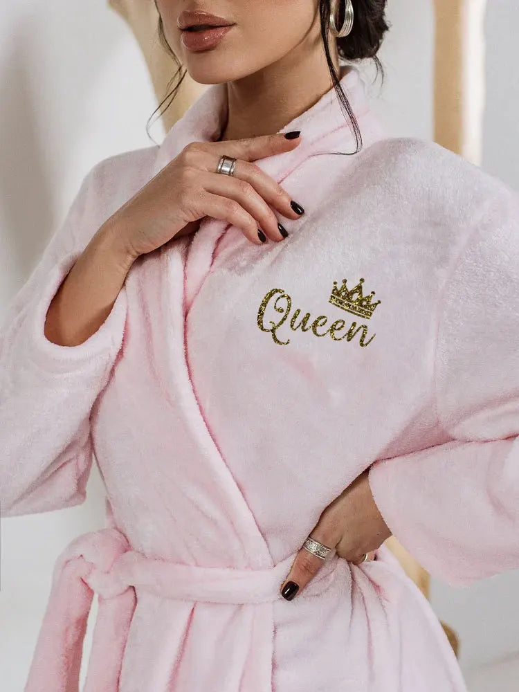 Cozy Terry Bathrobes Robes for Couple Bathrobes Flannel Matching King Queen Robes Birthday Honeymoon Winter Spa BathRobes 260g/㎡
