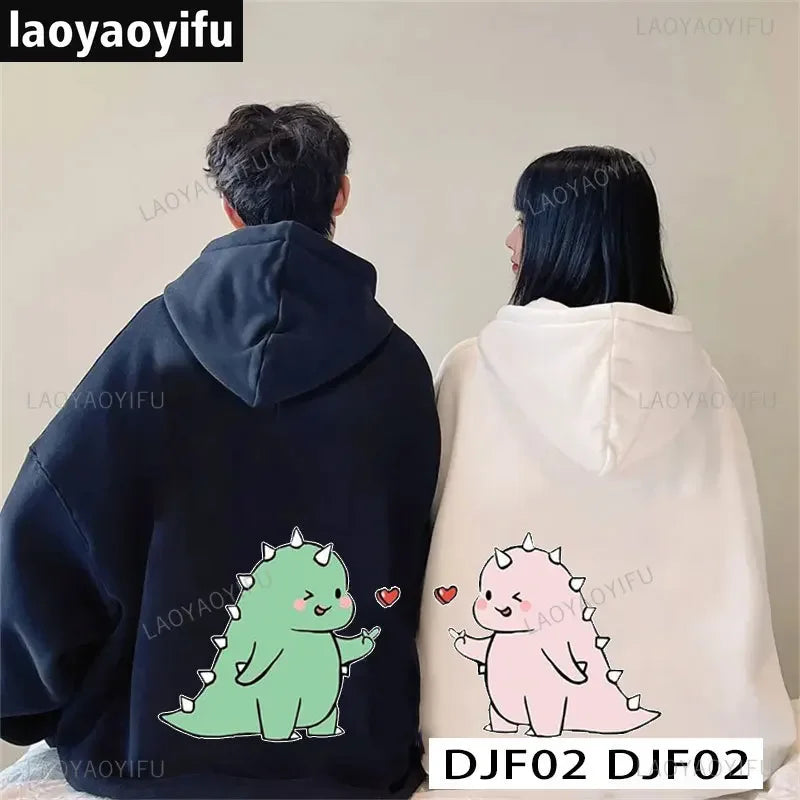 Cute Cartoon Dinosaur Pullover Couple Spring Hooded Women Men Fashion All-Match Hoodie Clothing Female Personality Streetwear