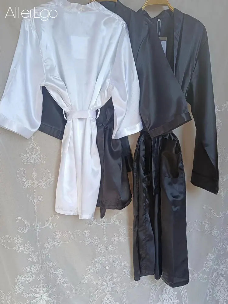 Customized Men's Bathrobe Silk Couple Set King and Queen Bath Robe Wifey and Hubby Robe Satin Valentine's Day Bathrobes Personal