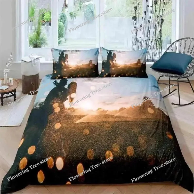 Couple Duvet Cover Set Microfiber White Portrait Couple Kissing Twin Bedding Set Valentine's Day Gift For Lover Queen King Size