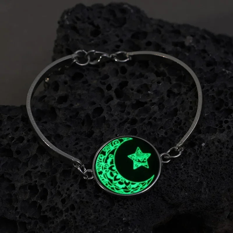 1/2Pcs Romantic Luminous Bracelets for Women Men Sun Moon Couple Metal Rope Matching Bracelet Valentine's Day Jewelry Gifts