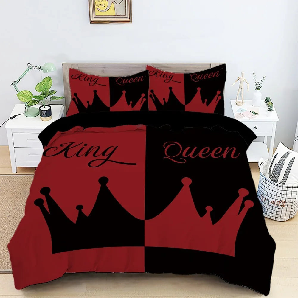 crown love 2/3 piece bedroom set,Children'sGift Teenagers adulte Microfibre double bed Duvet Cover with Zip Room Decor ﻿