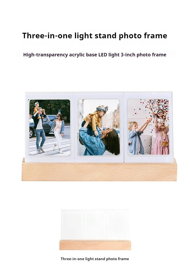 3 in 1 3 Inch Photo Frame Instant Camera Acrylic LED Light Photo Table for Fujifilm Instax Mini 12 11 9 8 Evo Fuji Camera