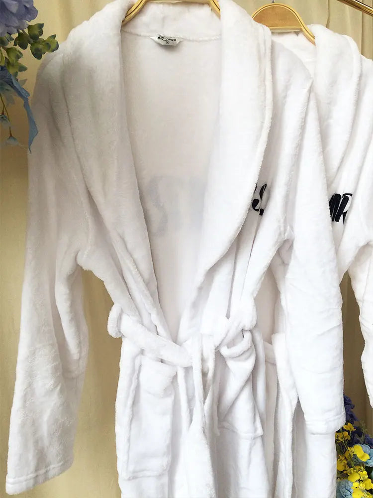 Custom Plush Bathrobe Personalized Terry Robe Bride Groom Customized Mens Bathrobes Valentines Gifts Robes for Couple Bath Robes