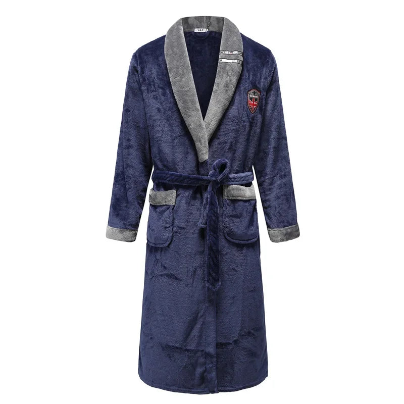 Winter Thick Couple Robe Coral Fleece Sleepwear Plush Warm Flannel Kimono Bathrobe Gown with Pocket Men Homewear Lounge Wear