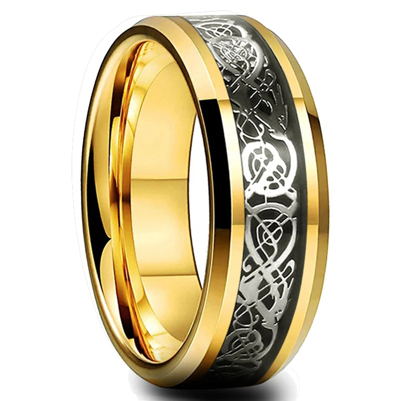 Fashion 8mm Black Tungsten Wedding Ring For Men Thin Blue Line Groove Black Brushed Ladder Edge Ring Men's Wedding Band Jewelry