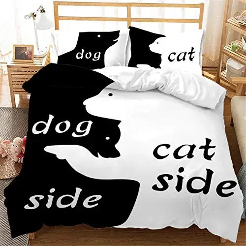 Black And White Duvet Cover Set King And Queen Bedding Set For Couple Romantic Valentine's Day Presents Polyester Duvet Cover