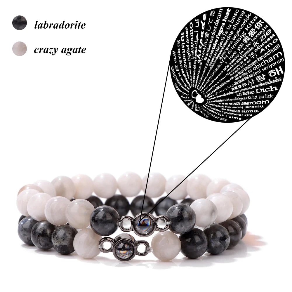 Magnet Couple Bracelet For Lovers Best Friends Friendships Natural Turquois Lava Gem Stone Bead Stretch Bangle Jewelry Gift