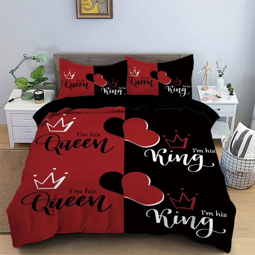 crown love 2/3 piece bedroom set,Children'sGift Teenagers adulte Microfibre double bed Duvet Cover with Zip Room Decor ﻿