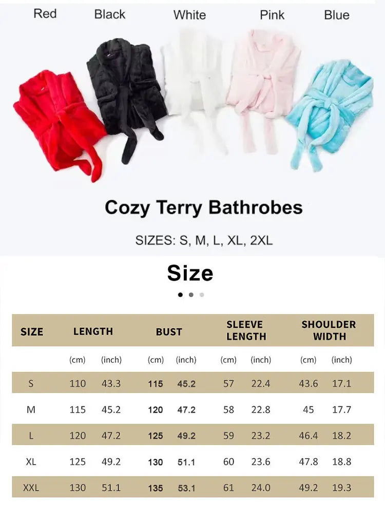 Cozy Terry Bathrobes Robes for Couple Bathrobes Flannel Matching King Queen Robes Birthday Honeymoon Winter Spa BathRobes 260g/㎡