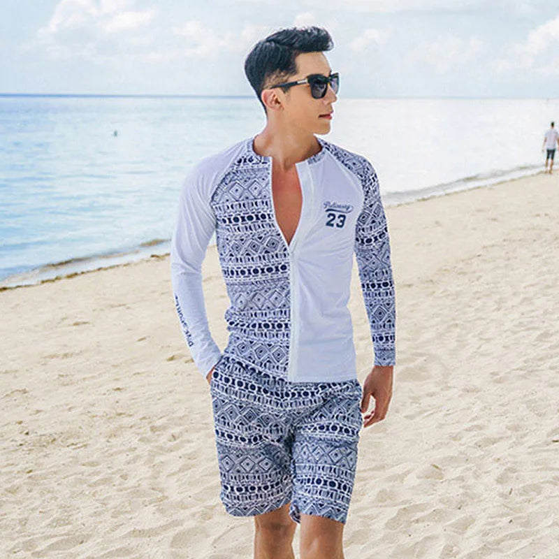 Womens Men Long Sleeve Rash Guard Swimsuit Sun Protection Sport Wetsuit 2-3 Pieces Swimsuit Set Water Sports Beachwear Tracksuit