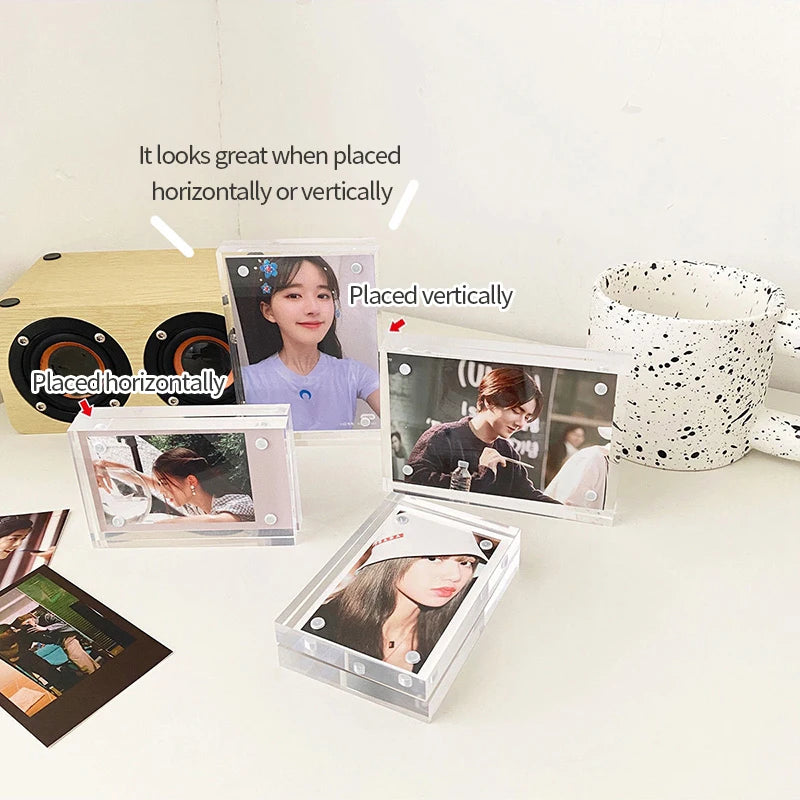 Acrylic Magnetic Frame Double Sided Clear Magnetic Photo Frames Mini Picture Display Stand Kpop Photocard Holder Home Decor