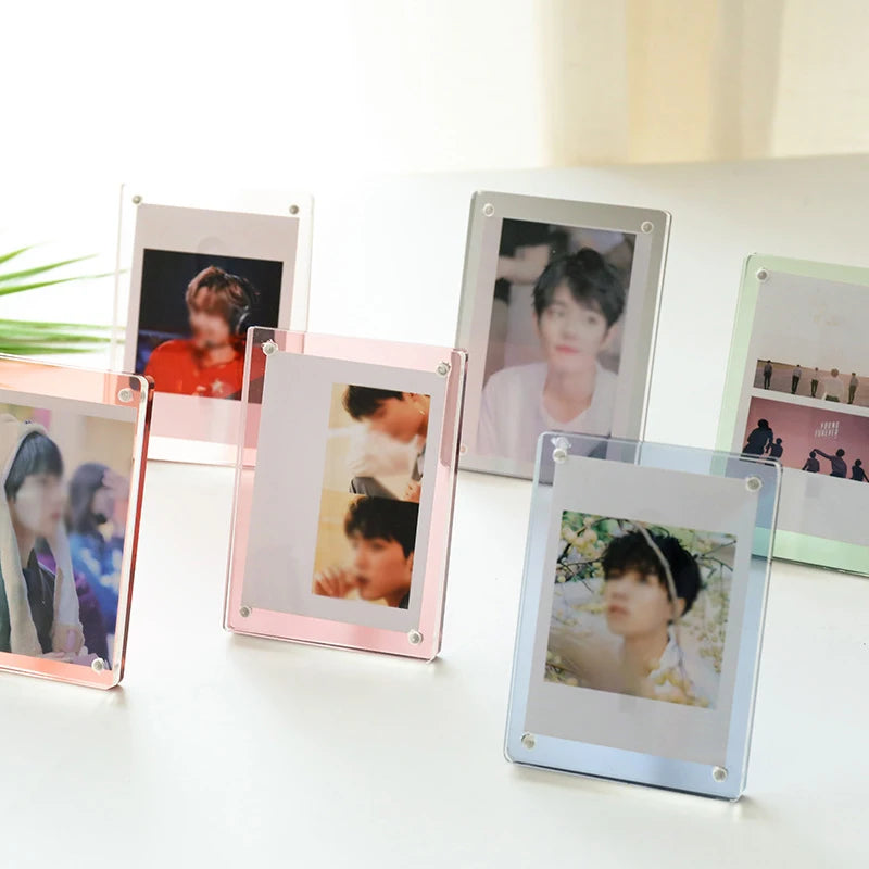 Jelly Color 3 Inch Acrylic Photocard Holder Photo Frame Display Stand Desktop Decoration
