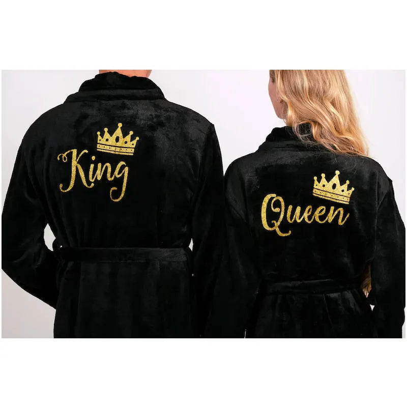 Cozy Terry Bathrobes Robes for Couple Bathrobes Flannel Matching King Queen Robes Birthday Honeymoon Winter Spa BathRobes 260g/㎡