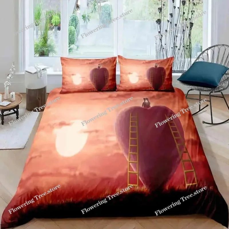 Couple Duvet Cover Set Microfiber White Portrait Couple Kissing Twin Bedding Set Valentine's Day Gift For Lover Queen King Size