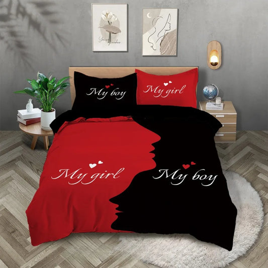 crown love 2/3 piece bedroom set,Children'sGift Teenagers adulte Microfibre double bed Duvet Cover with Zip Room Decor ﻿